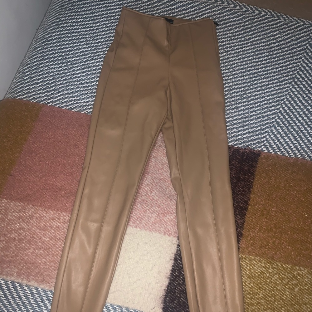 Zara faux leather Nude leggings